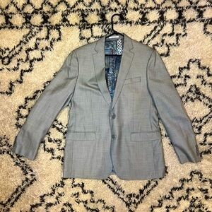 Men’s Gray Van Heusen Studio 42L Suit Jacket Blazer Paisley Bandana Interior